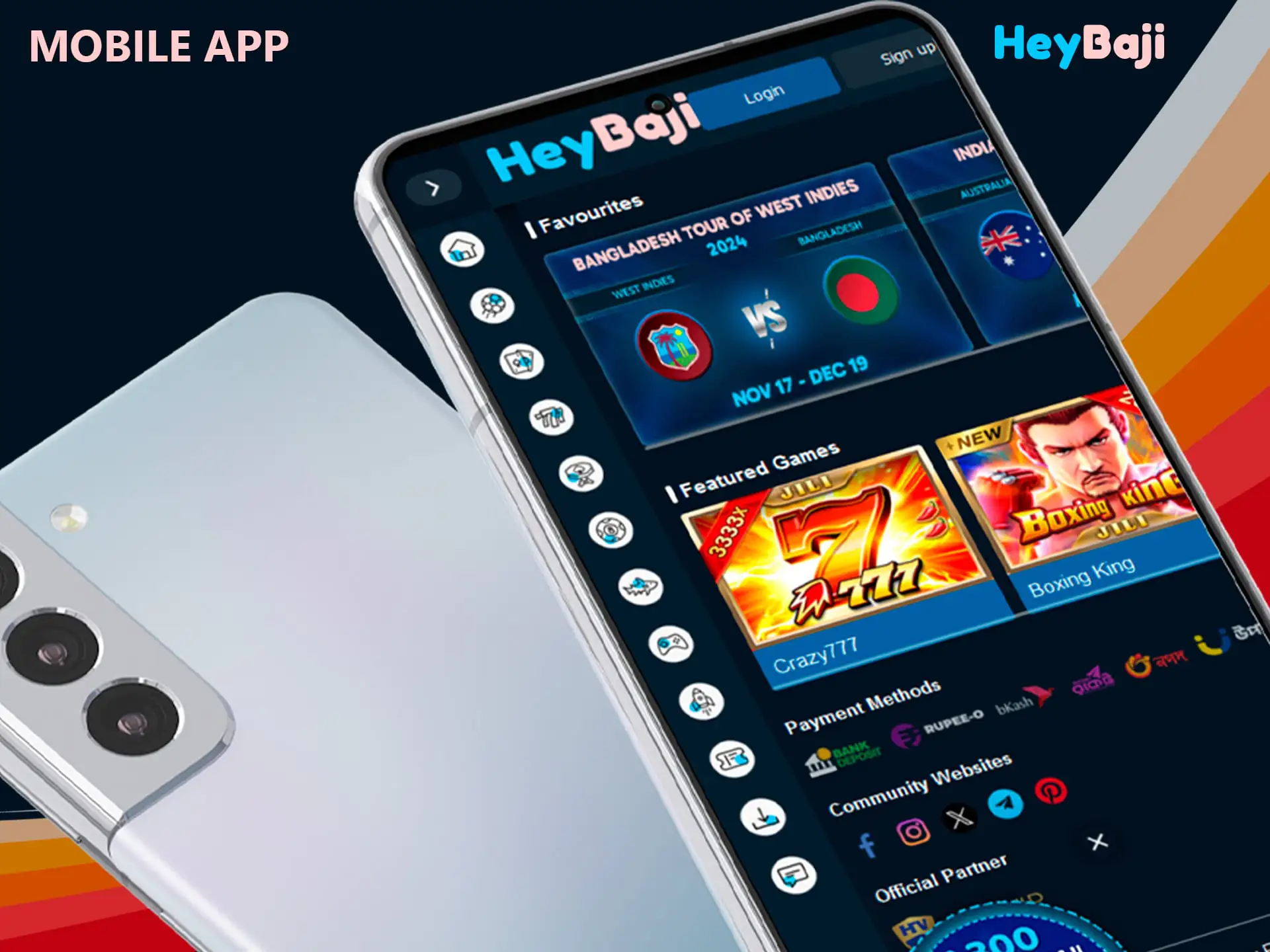 HeyBaji app is designed to allow players from Bangladesh to access from their mobile devices wherever they go