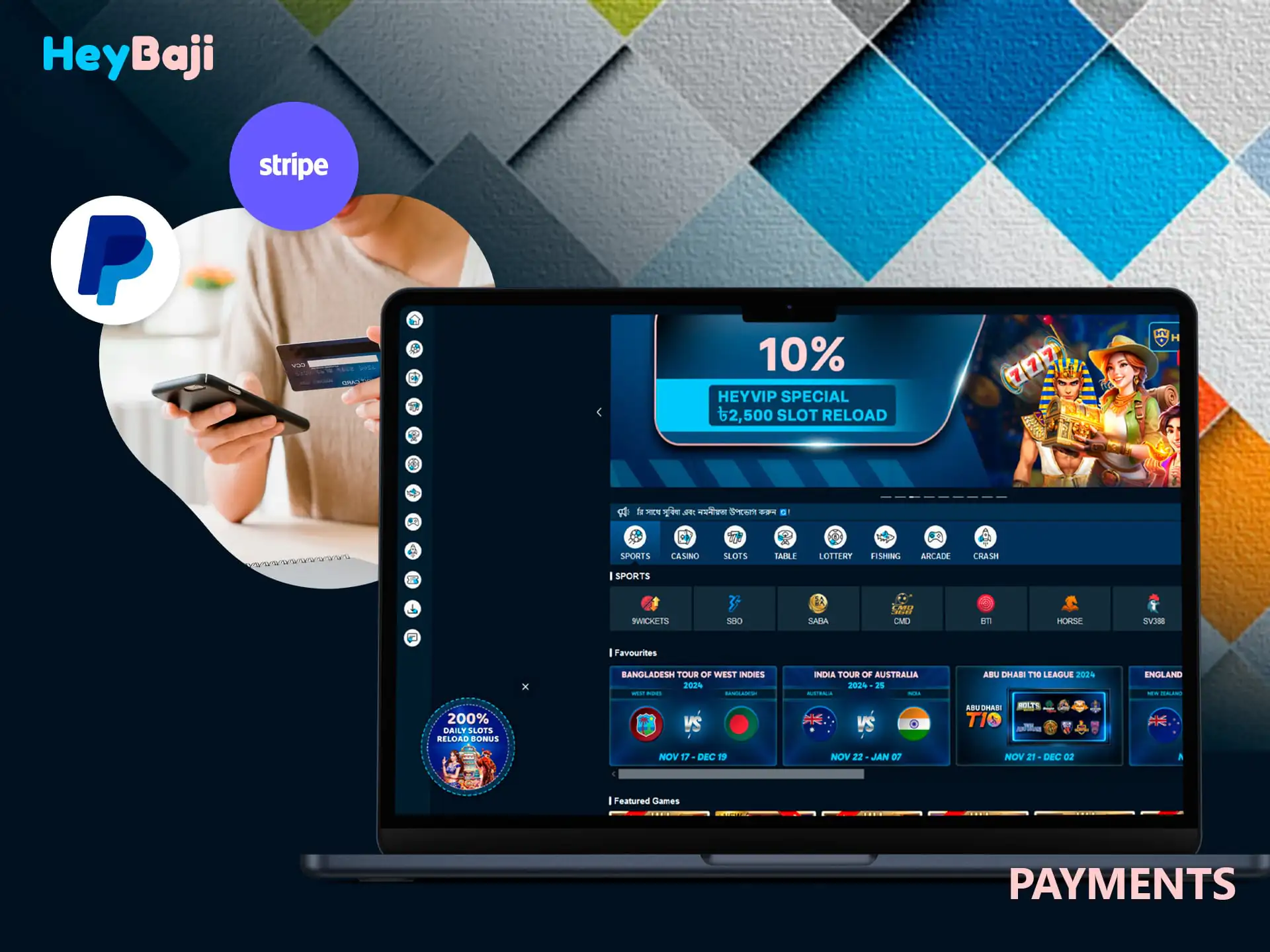 Make payments to HeyBaji in the shortest possible time and using only the most favorable payment systems