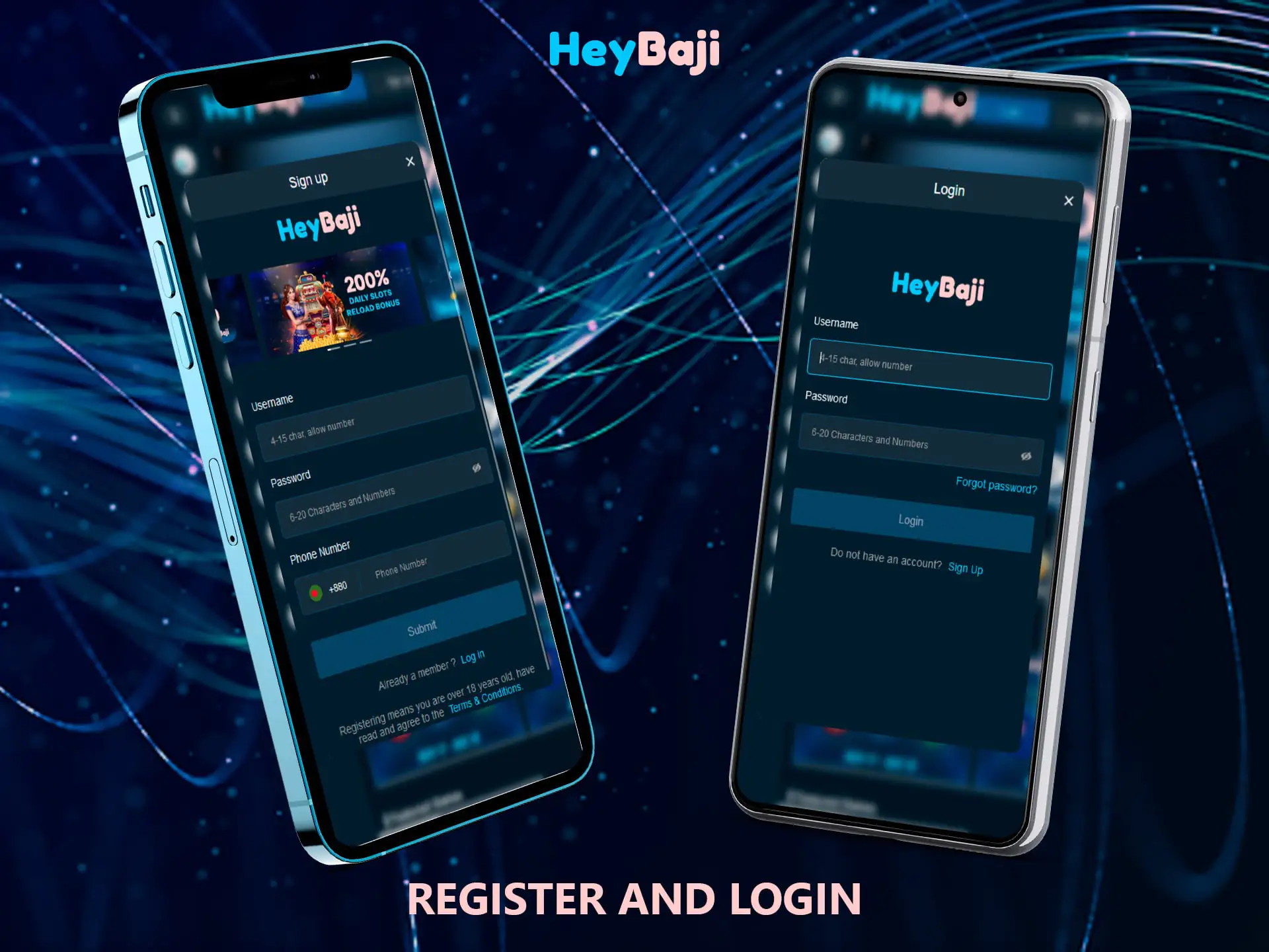 Sign up and make your first login at HeyBaji to start playing for real money